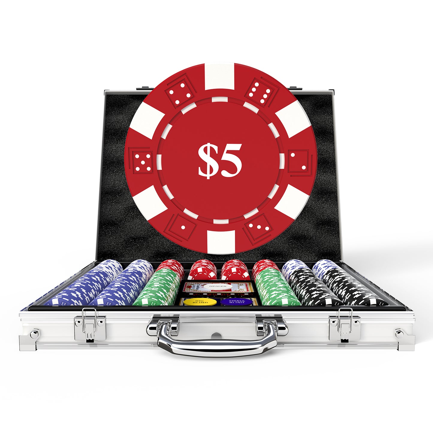 500PCS Classic Poker Chips Set with Denominations
