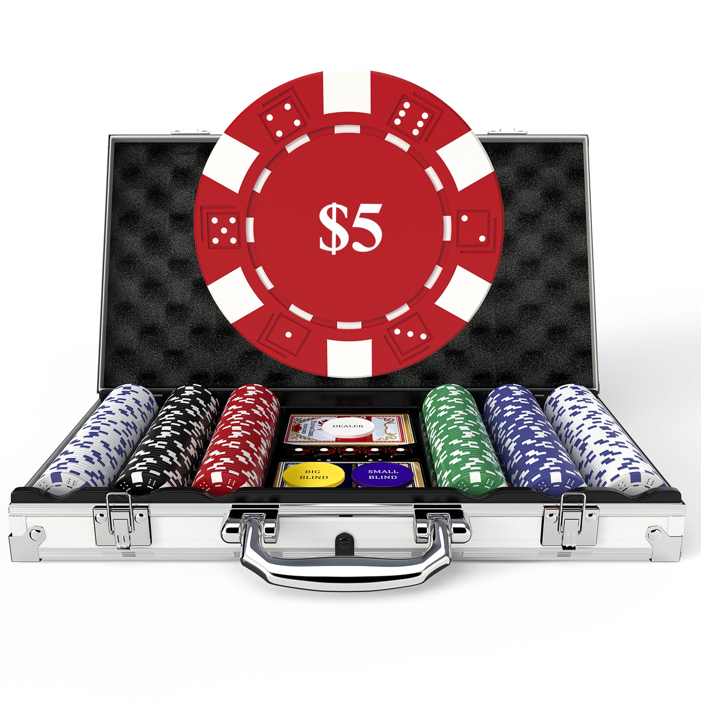 300PCS Classic Poker Chips Set with Denominations