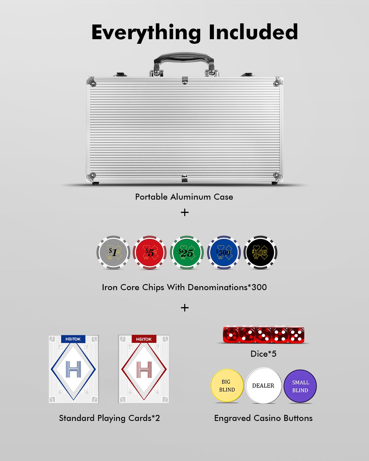 500-Piece Touch Poker Chips Set with Denominations