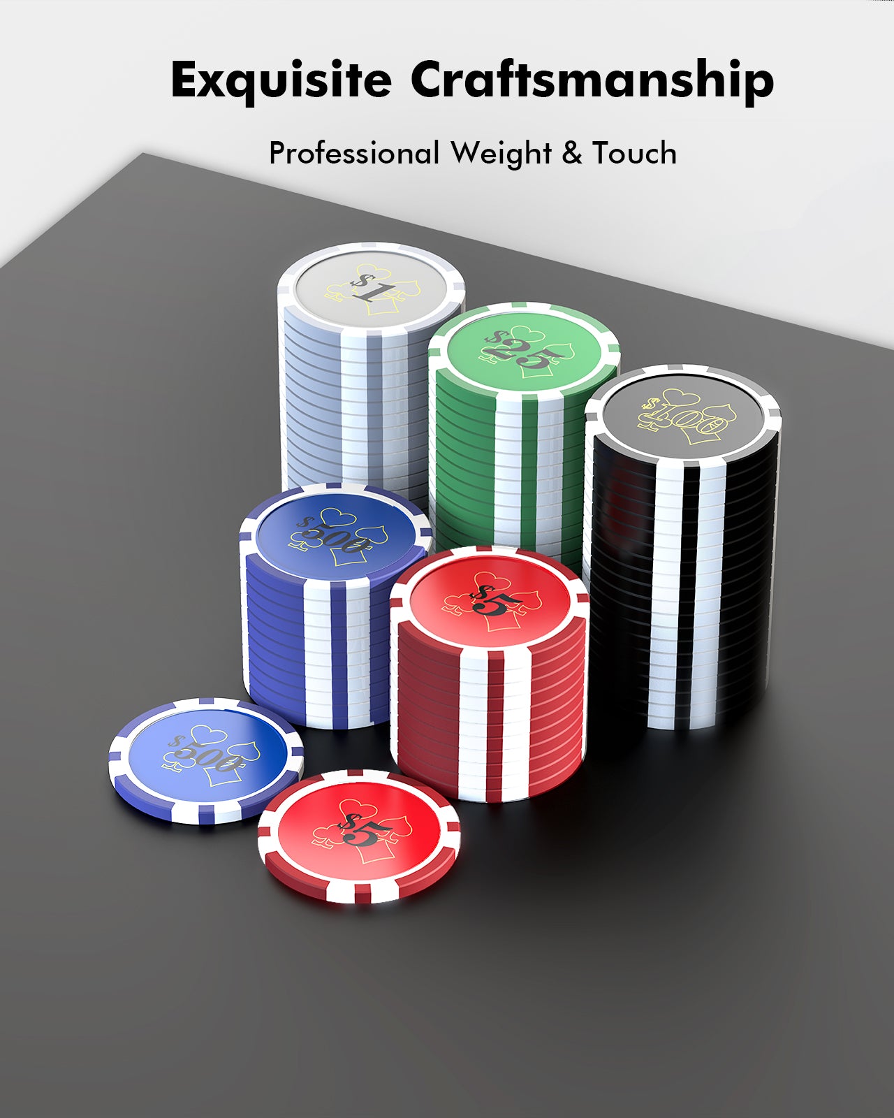 300-Piece Touch Poker Chips Set with Denominations