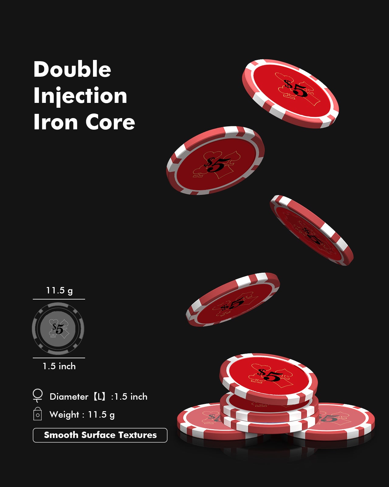 300-Piece Touch Poker Chips Set with Denominations