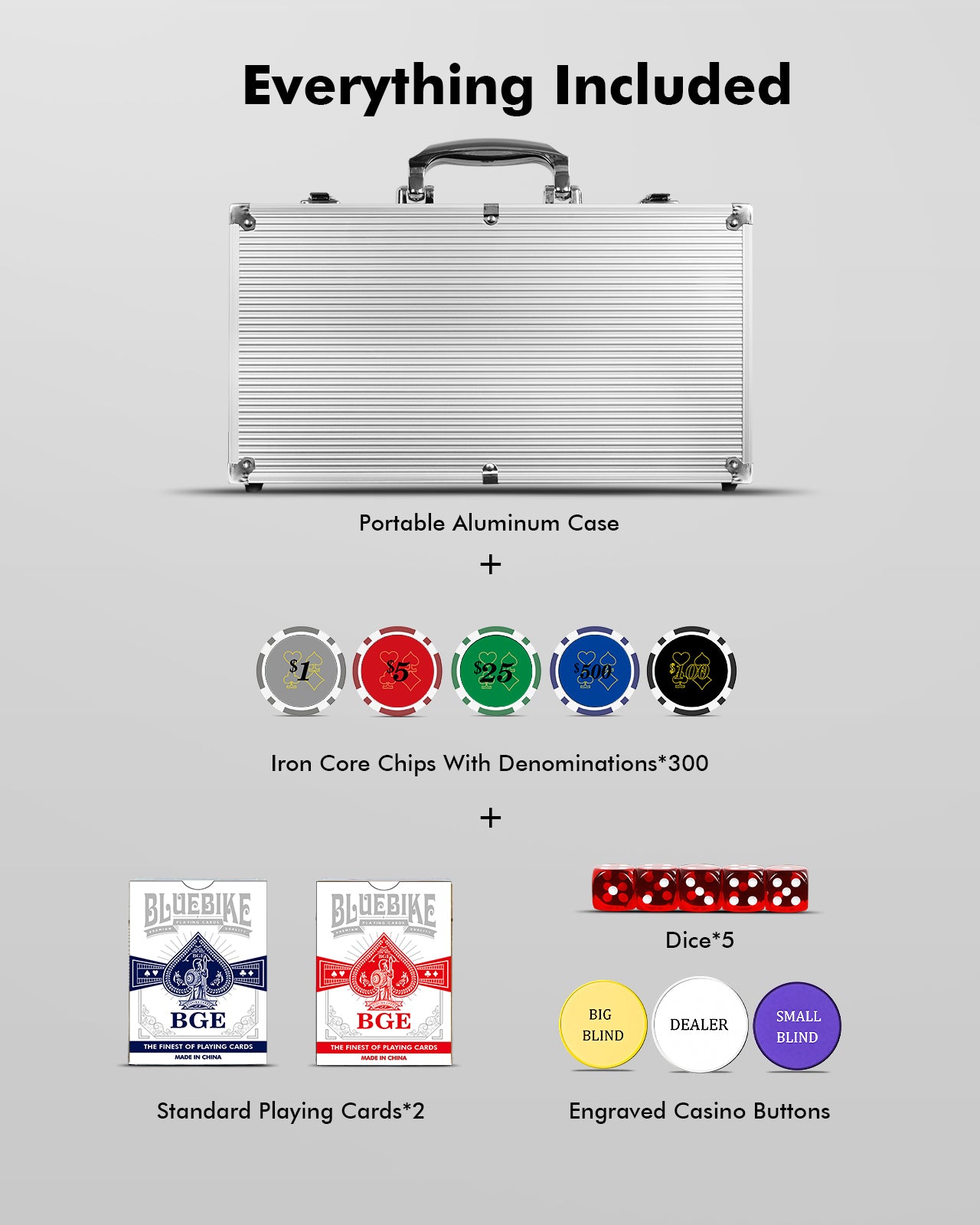 300-Piece Touch Poker Chips Set with Denominations