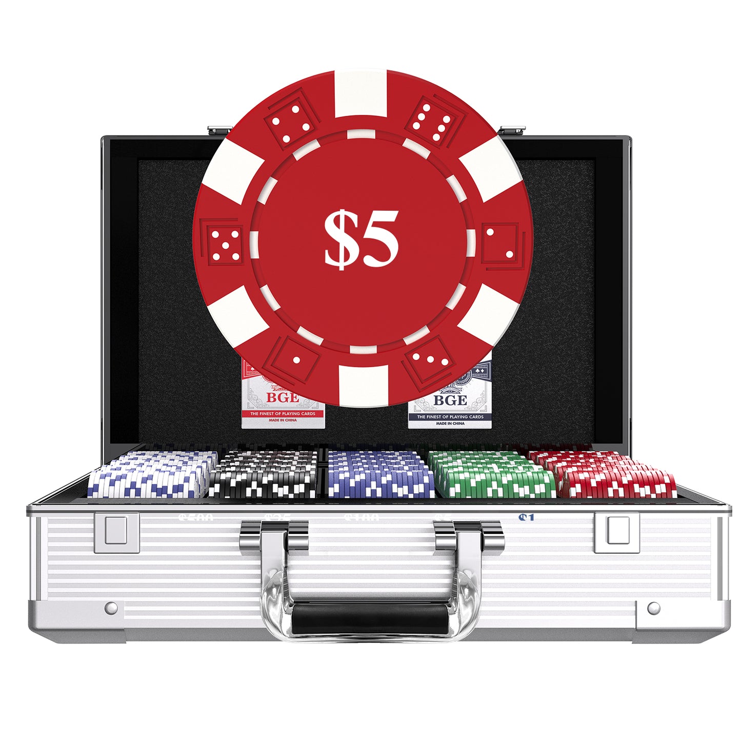 1000PCS Classic Poker Chips Set with Denominations