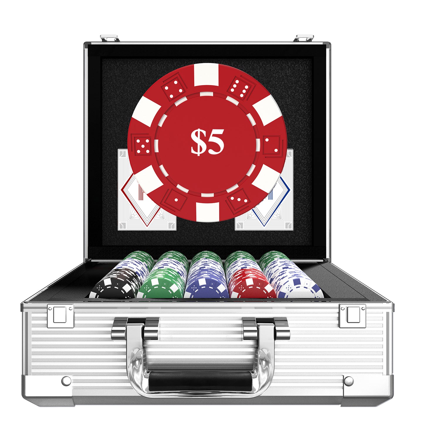 600PCS Classic Poker Chips Set with Denominations