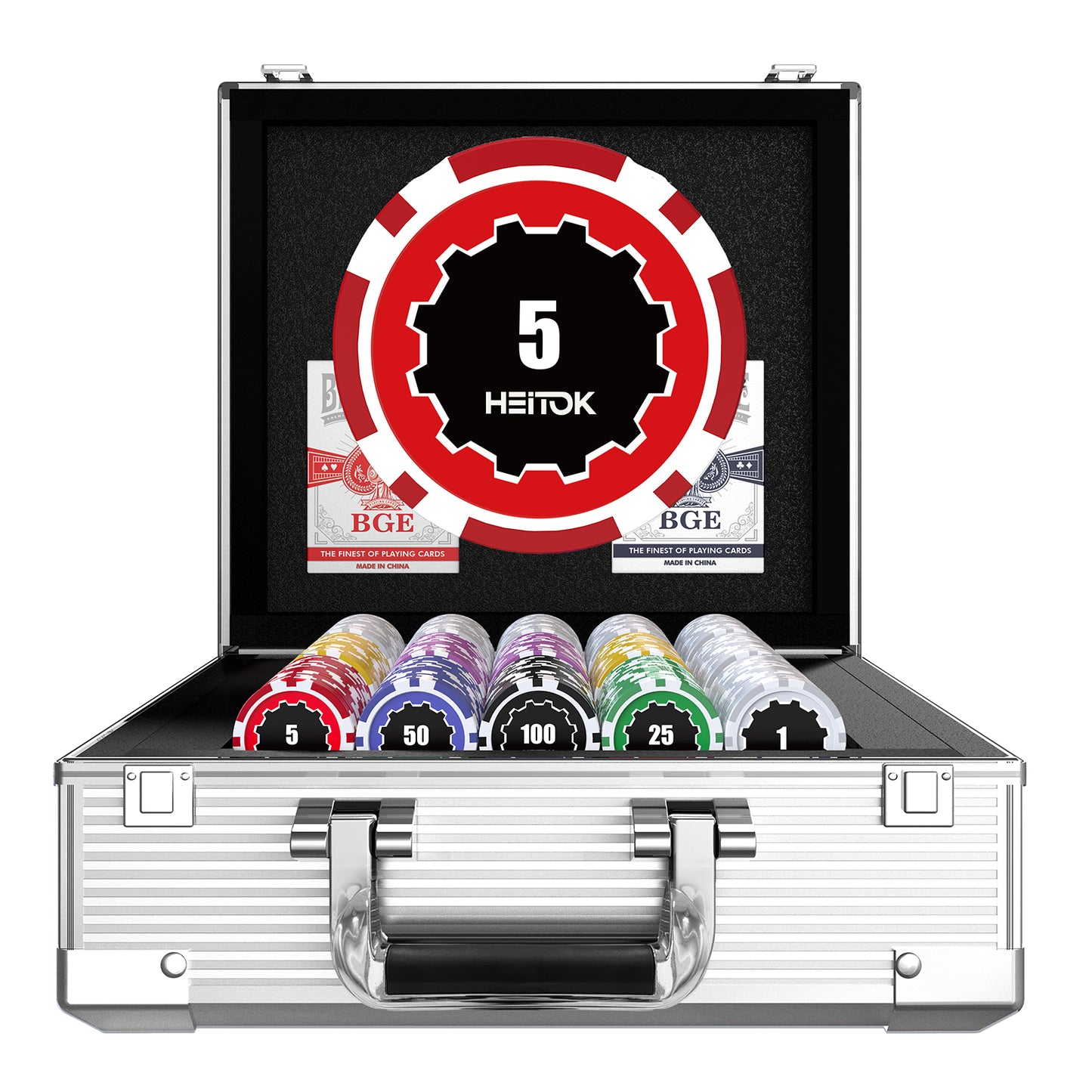 600PCS Touch Poker Chips Set with Denominations