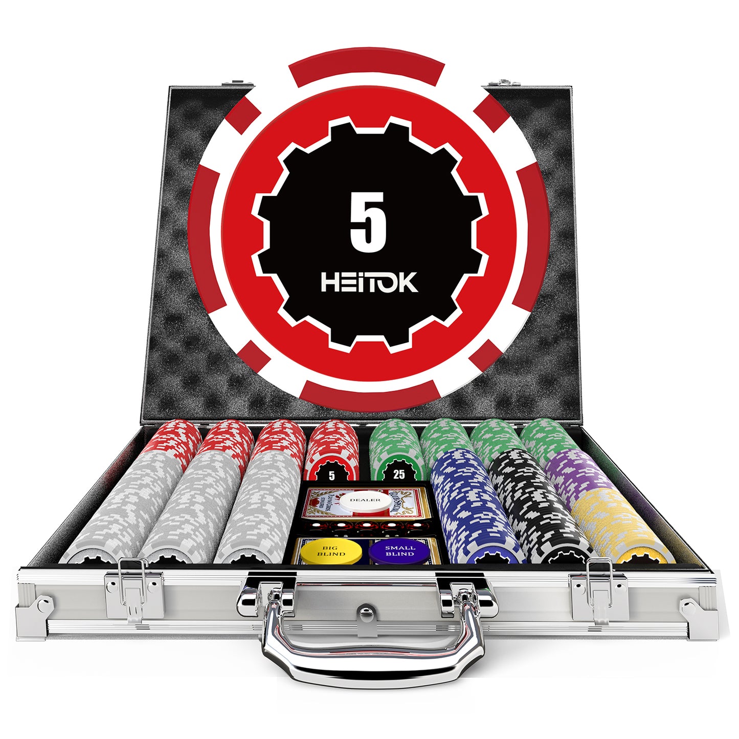 500PCS Touch Poker Chips Set with Denominations