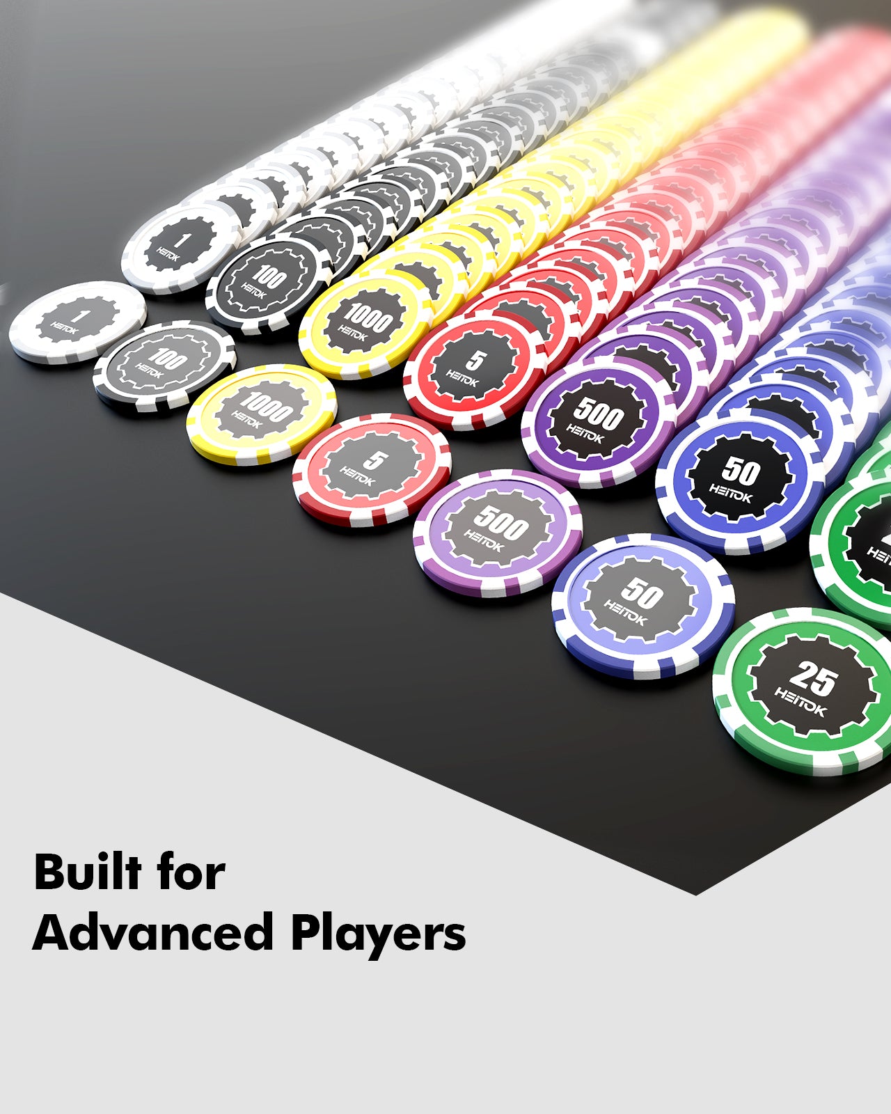 600PCS Touch Poker Chips Set with Denominations