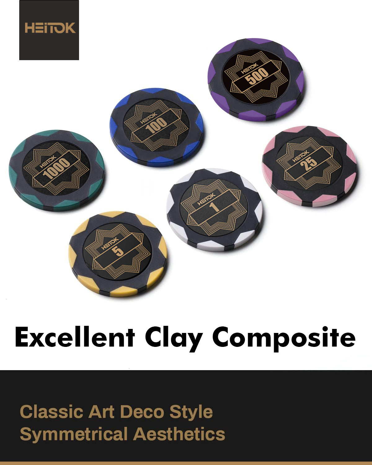 300PCS Clay Poker Chips Set With Denominations