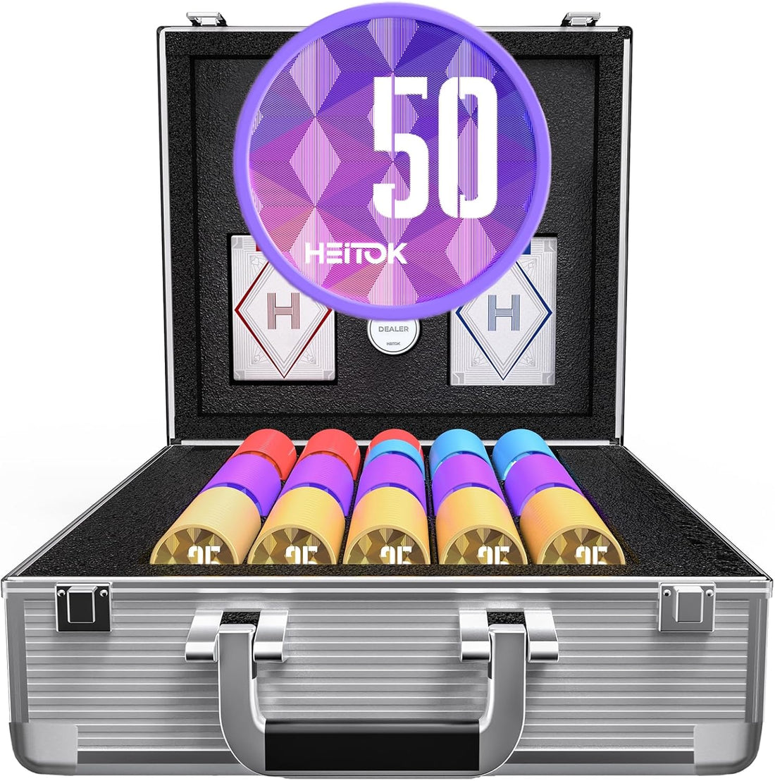 HEITOK - 600PCS Numbered Poker Chips Set (Aura Series) Touch Chips Set