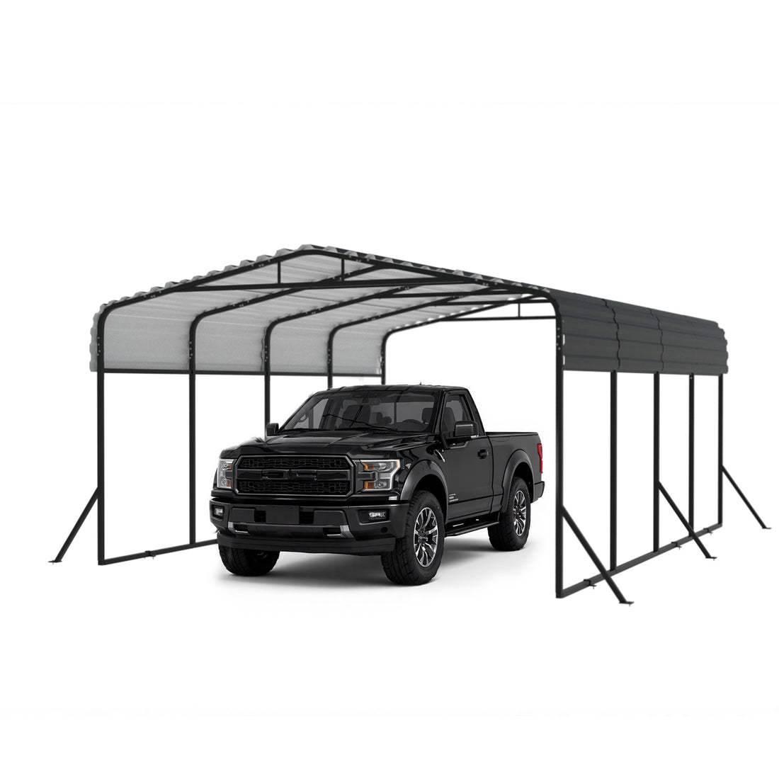 HEITOK - TerraNest Heavy Duty Metal Carport, 12' x 20' Outdoor Carport with Galvanized Steel Frame & Roof, Car Tent Garage Shade, Pre-Drilled Parts, Multi-Use Car Shelter for Pickup, Boat, Car & Tractors