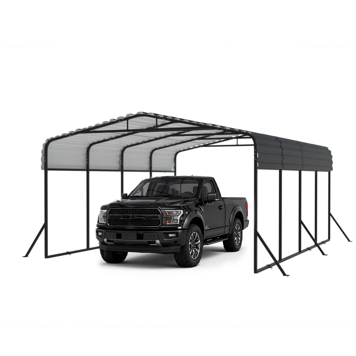 HEITOK - TerraNest Heavy Duty Metal Carport, 12' x 20' Outdoor Carport with Galvanized Steel Frame & Roof, Car Tent Garage Shade, Pre-Drilled Parts, Multi-Use Car Shelter for Pickup, Boat, Car & Tractors