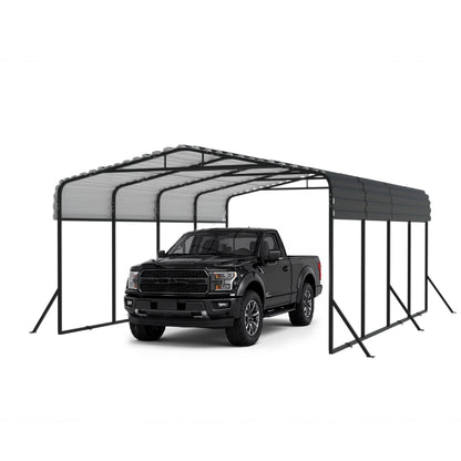 TerraNest Heavy Duty Metal Carport, 12' x 20' Outdoor Carport with Galvanized Steel Frame & Roof, Car Tent Garage Shade, Pre-Drilled Parts, Multi-Use Car Shelter for Pickup, Boat, Car & Tractors