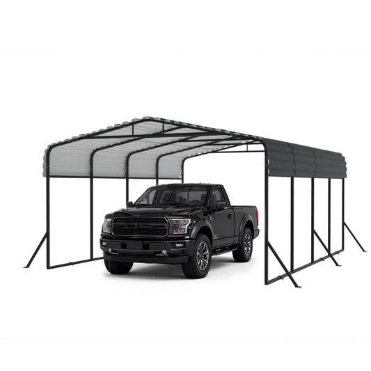 TerraNest Heavy Duty Metal Carport, 12' x 20' Outdoor Carport with Galvanized Steel Frame & Roof, Car Tent Garage Shade, Pre-Drilled Parts, Multi-Use Car Shelter for Pickup, Boat, Car & Tractors