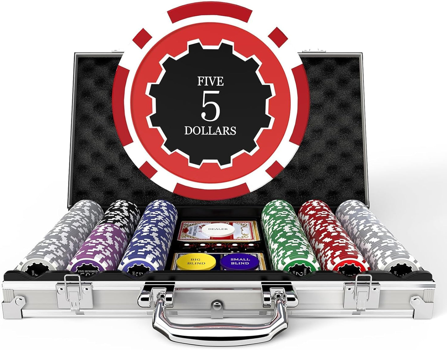 HEITOK 300-Piece Touch Poker Chips Set with Denominations