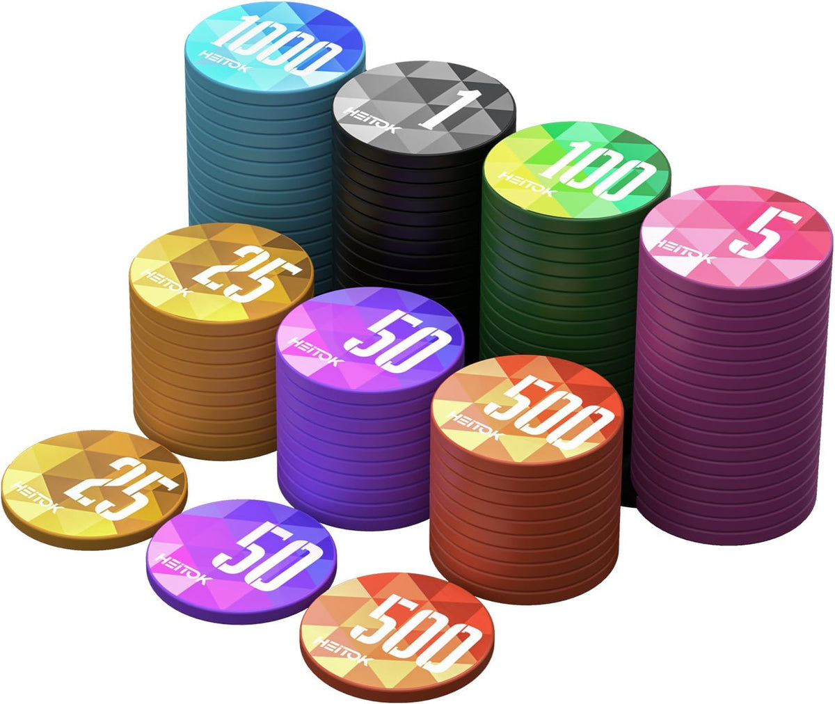 HEITOK - 100PCS Numbered Poker Chips Set (Aura Series) Touch Chips Set