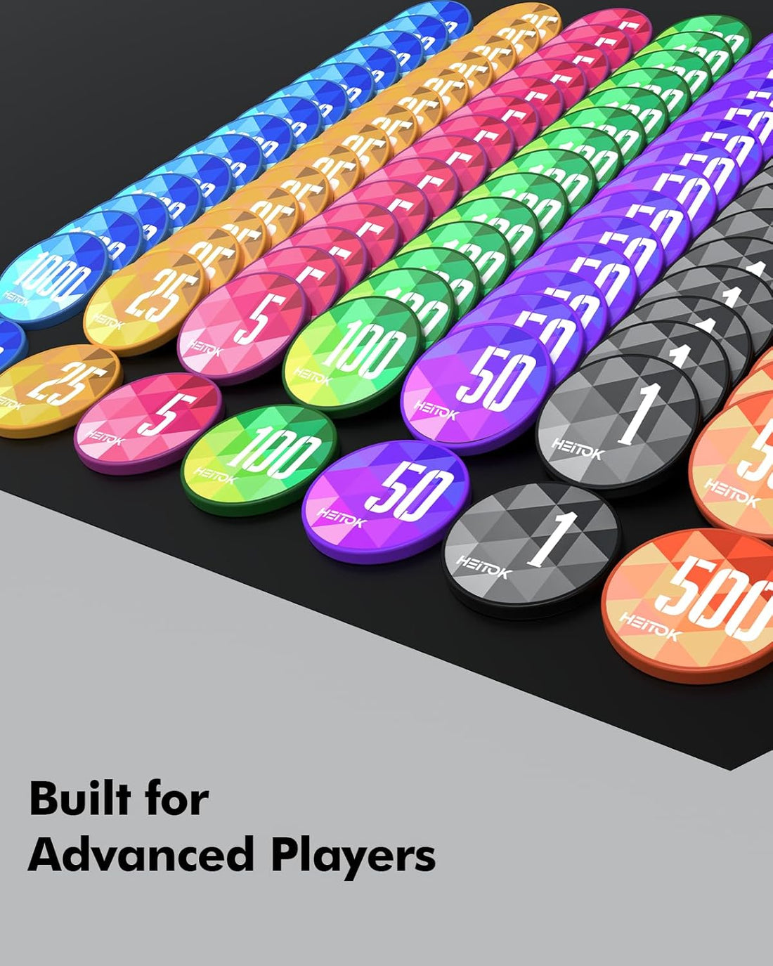 HEITOK - 100PCS Numbered Poker Chips Set (Aura Series) Touch Chips Set