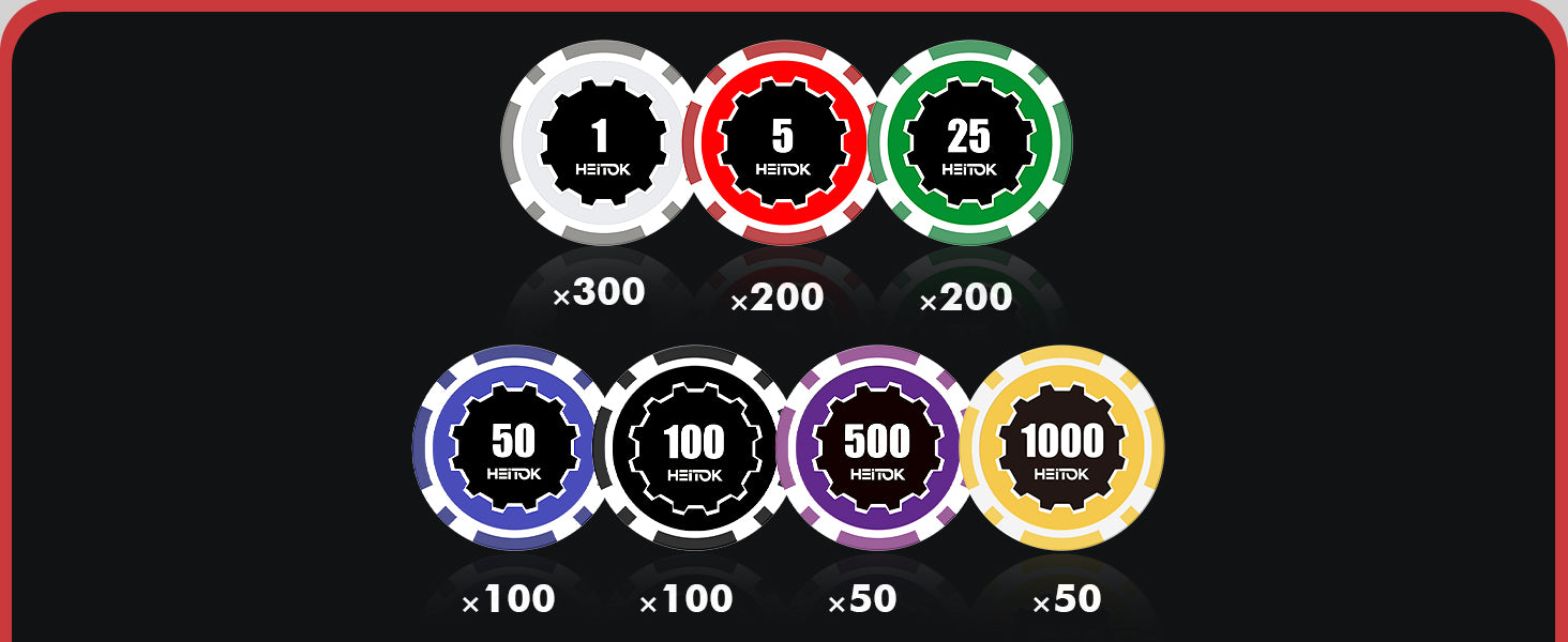 1000PCS Numbered Poker Chips Set – HEITOK
