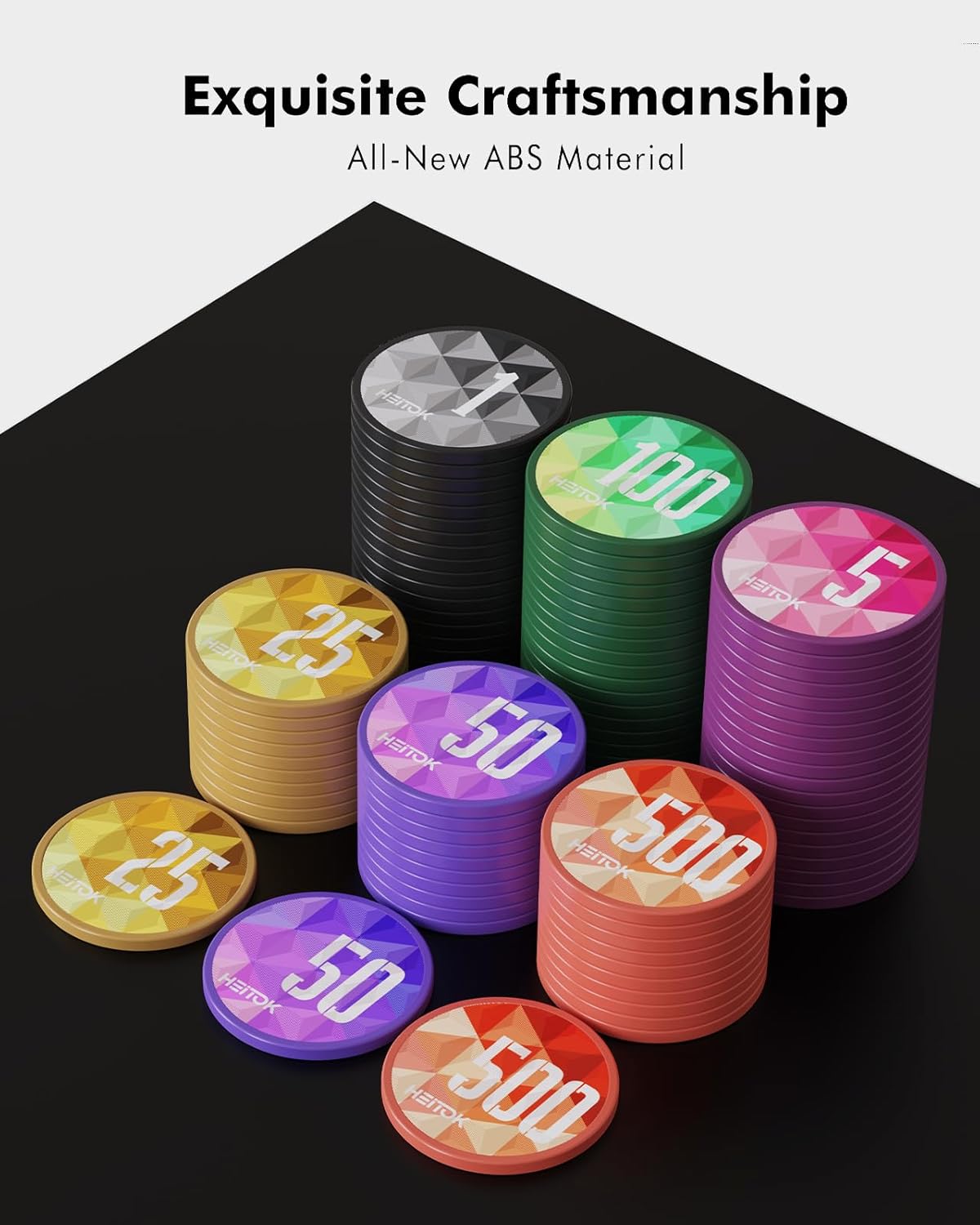 HEITOK - 300PCS Numbered Poker Chips Set (Aura Series) Touch Chips Set