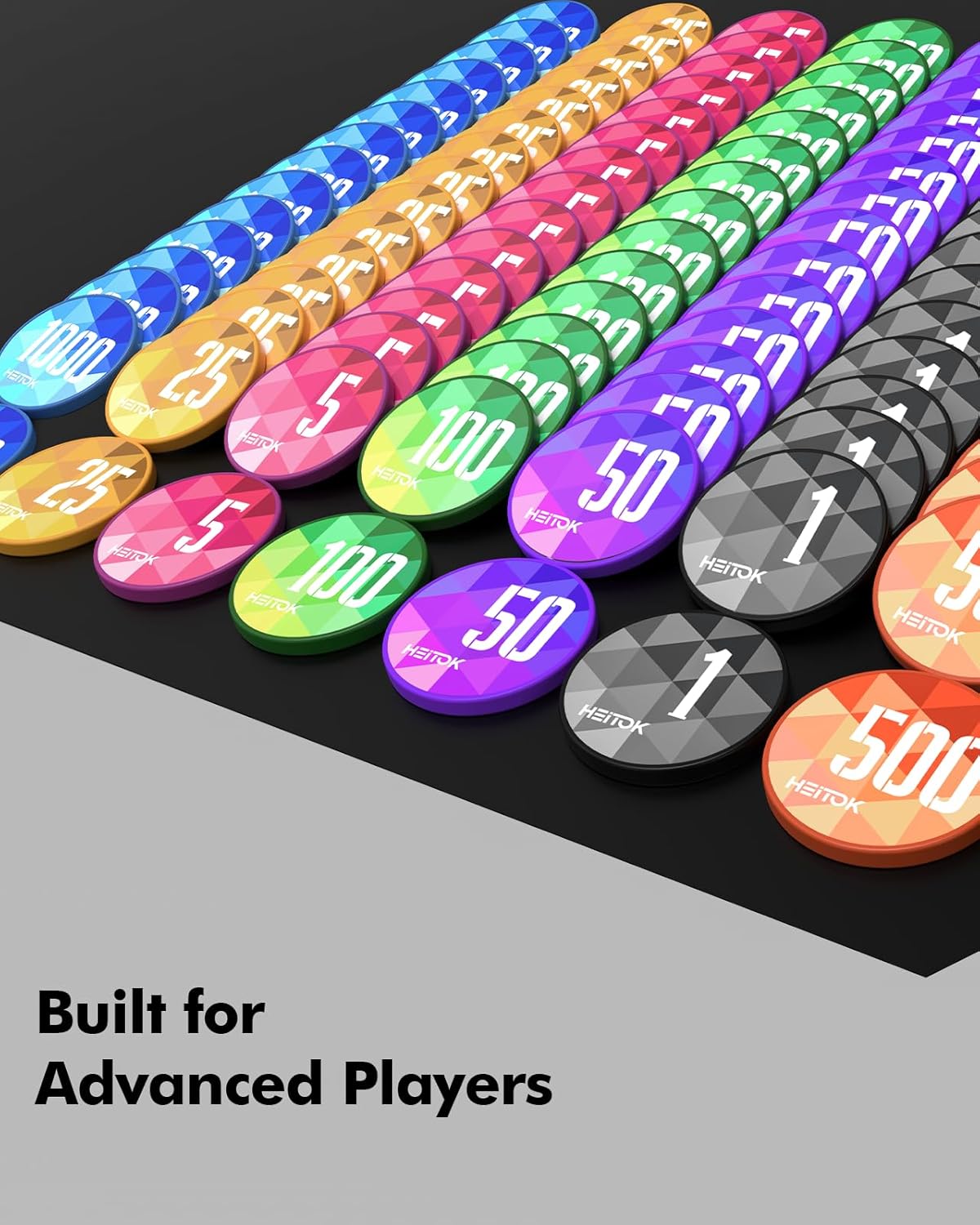 HEITOK - 600PCS Numbered Poker Chips Set (Aura Series) Touch Chips Set