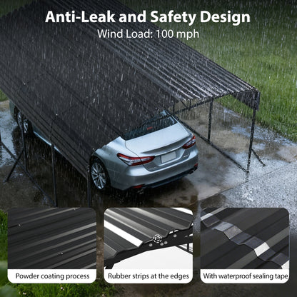 TerraNest Heavy Duty Metal Carport, 12' x 20' Outdoor Carport with Galvanized Steel Frame & Roof, Car Tent Garage Shade, Pre-Drilled Parts, Multi-Use Car Shelter for Pickup, Boat, Car & Tractors