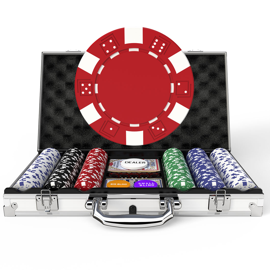HEITOK - 300PCS Non-Numbered Poker Chips Set Classic Poker Chips