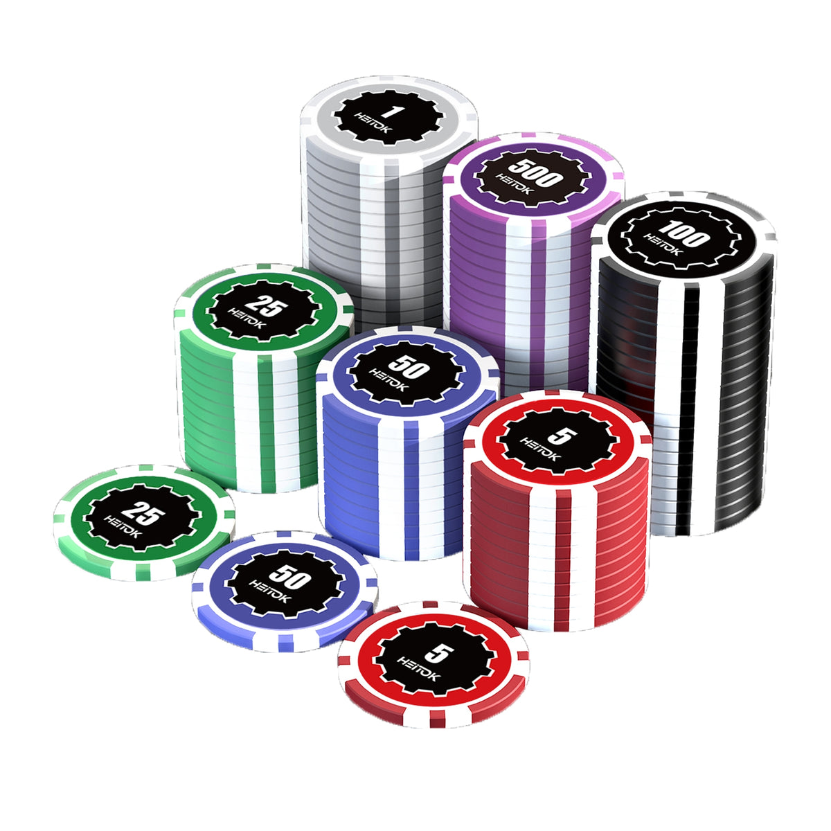 HEITOK - 100PCS Numbered Poker Chips Set Touch Chips Set