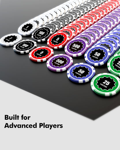 500PCS Touch Poker Chips Set with Denominations
