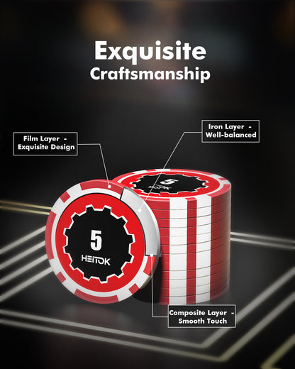 500PCS Touch Poker Chips Set with Denominations