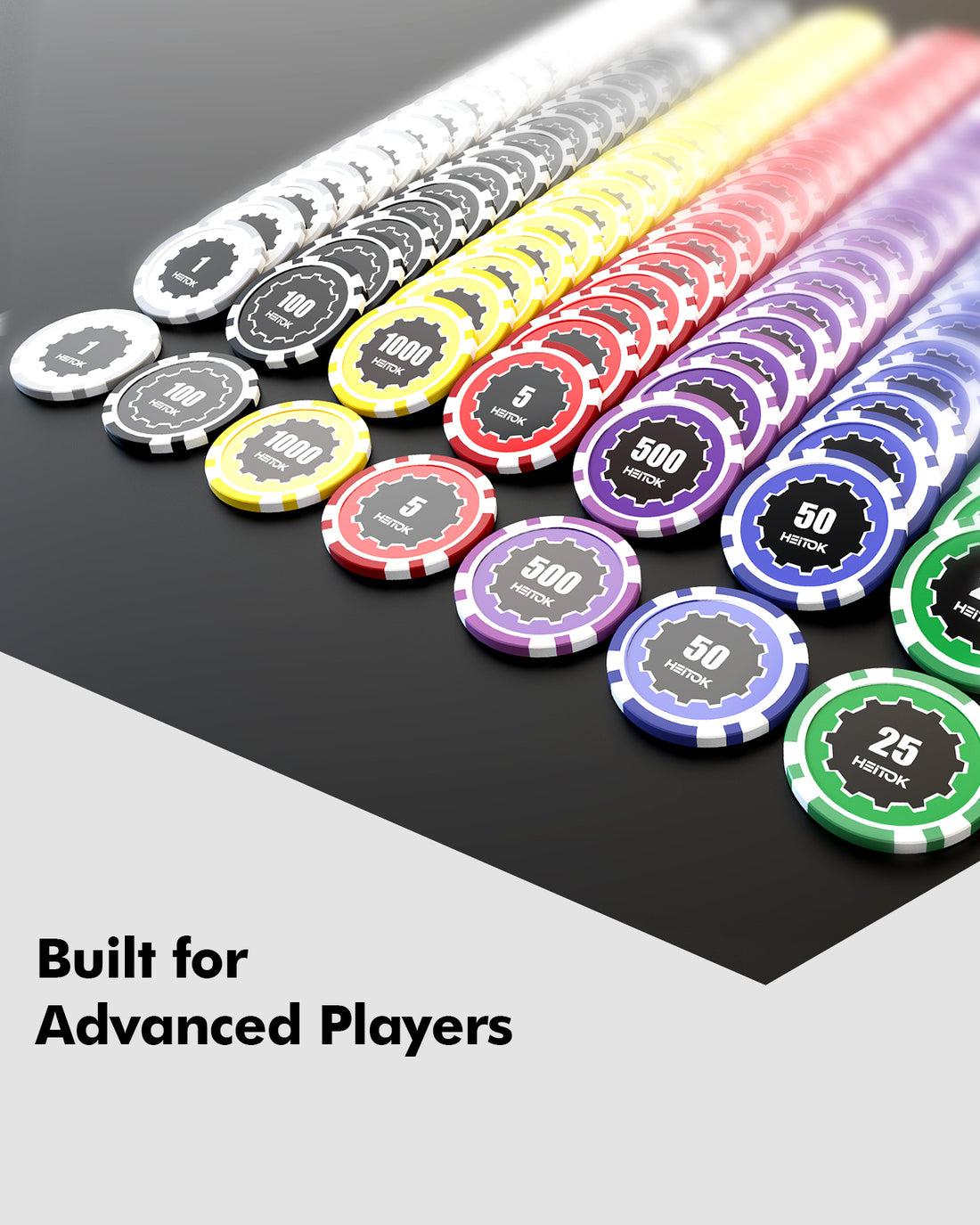 HEITOK - 600PCS Numbered Poker Chips Set Touch Chips Set