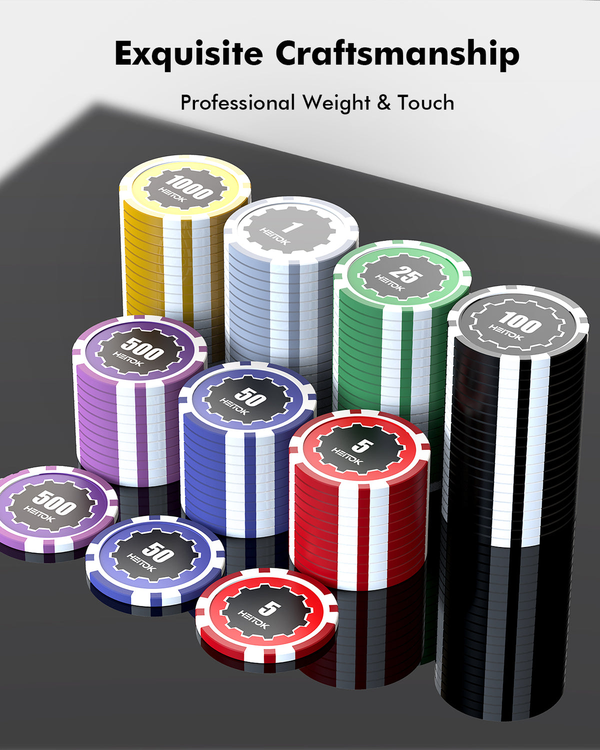 HEITOK - 600PCS Numbered Poker Chips Set Touch Chips Set
