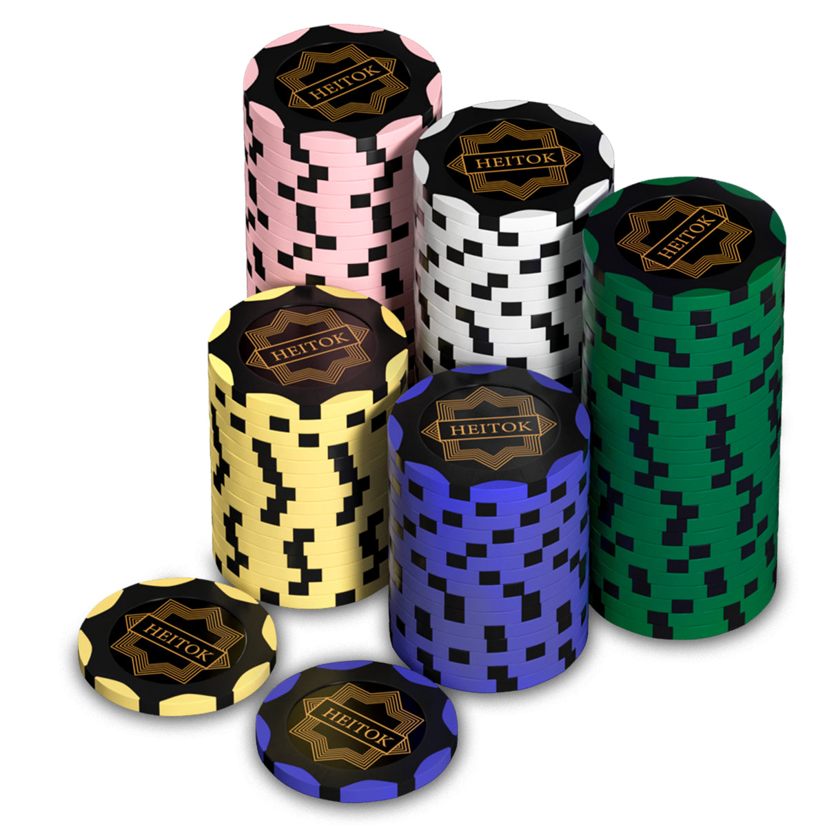 HEITOK - 100PCS Non-Numbered Clay Poker Chips Set (Deco Heritage) Clay Poker Chips Set