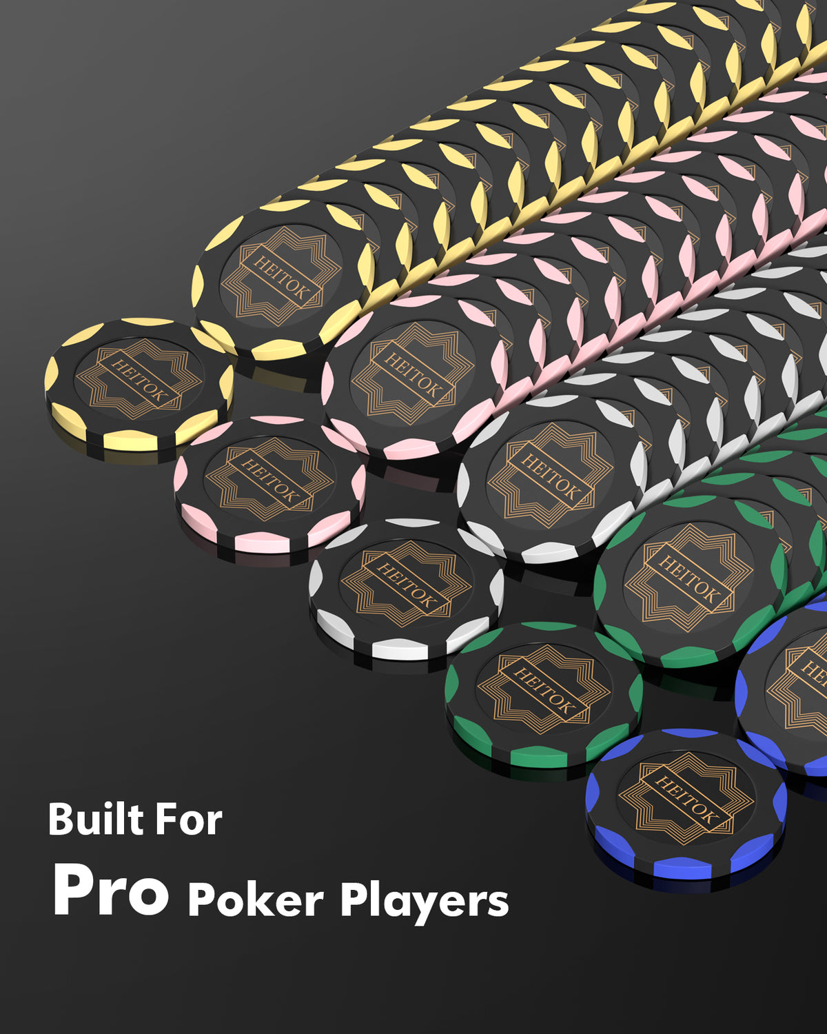 HEITOK - 100PCS Non-Numbered Clay Poker Chips Set (Deco Heritage) Clay Poker Chips Set