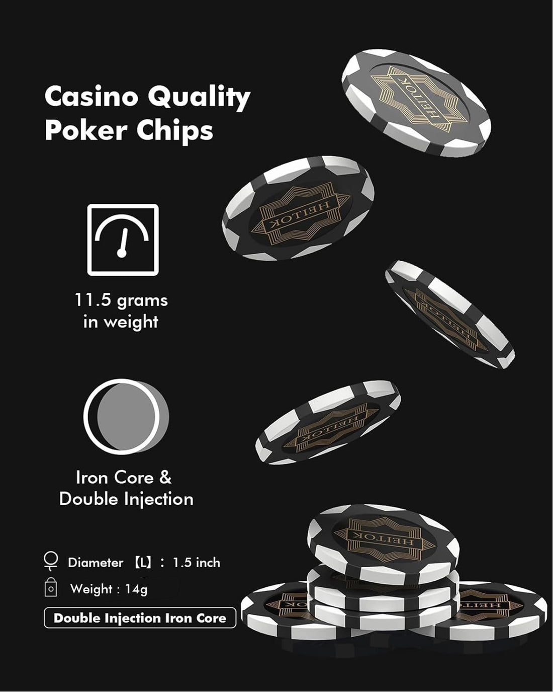 HEITOK - 100PCS Non-Numbered Clay Poker Chips Set (Deco Heritage) Clay Poker Chips Set