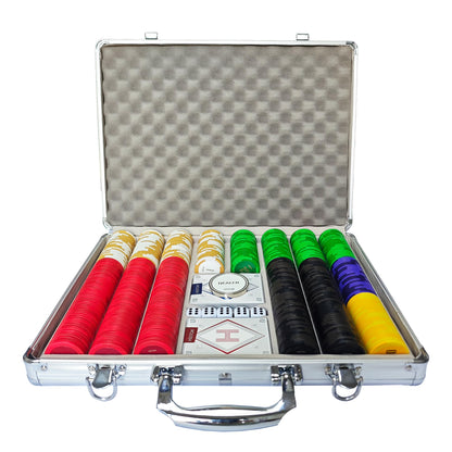 HEITOK - HEITOK Clay Poker Chips Set 500 PCS with Denominations, 14g Clay Composite Weighted Casino Poker Chips with Aluminum Travel Case for Texas Hold'em, Blackjack, Home Tournaments & Cash Games Clay Poker Chips Set