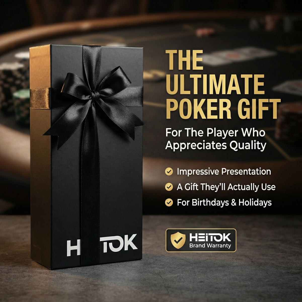 HEITOK - HEITOK Clay Poker Chips Set 100 PCS with Denominations, 14g Clay Composite Weighted Numbered Casino Chips with Cardboard Box for Texas Hold'em, Blackjack & Beginner Home Poker Games