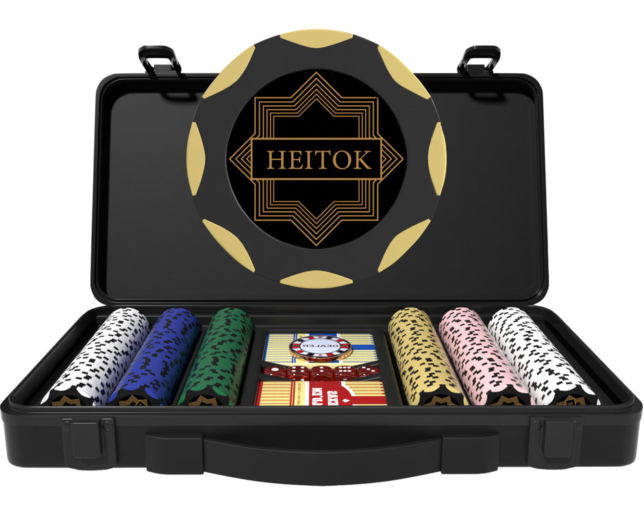 HEITOK - 300PCS Non-Numbered Clay Poker Chips Set (Deco Heritage) Clay Poker Chips Set