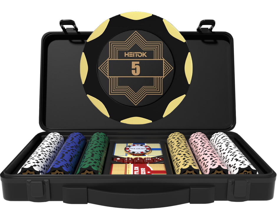 HEITOK - 300PCS Numbered Clay Poker Chips Set (Deco Heritage) Clay Poker Chips Set