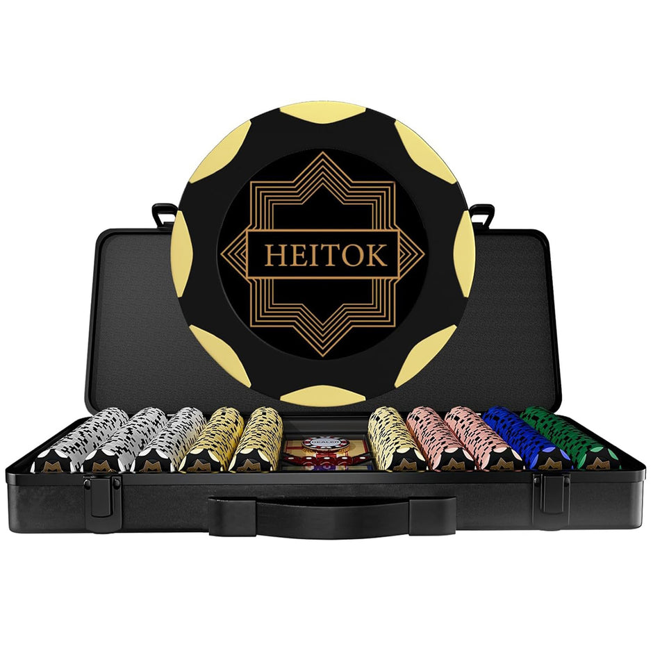 HEITOK - 500PCS Non-Numbered Clay Poker Chips Set (Deco Heritage) Clay Poker Chips Set