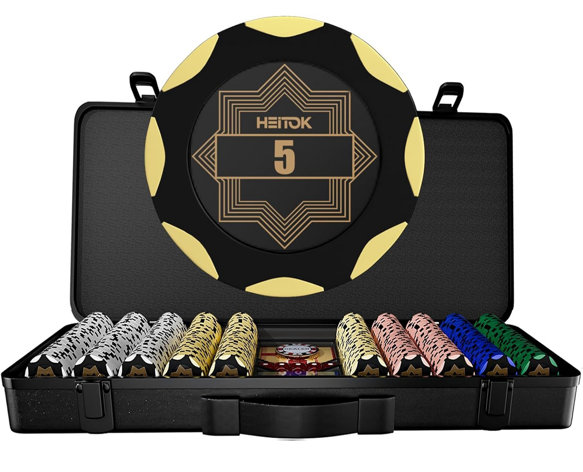 HEITOK - 500PCS Numbered Clay Poker Chips Set (Deco Heritage) Clay Poker Chips Set