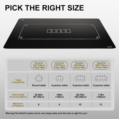 HEITOK - Texas Hold'em Poker Mat 47" Round