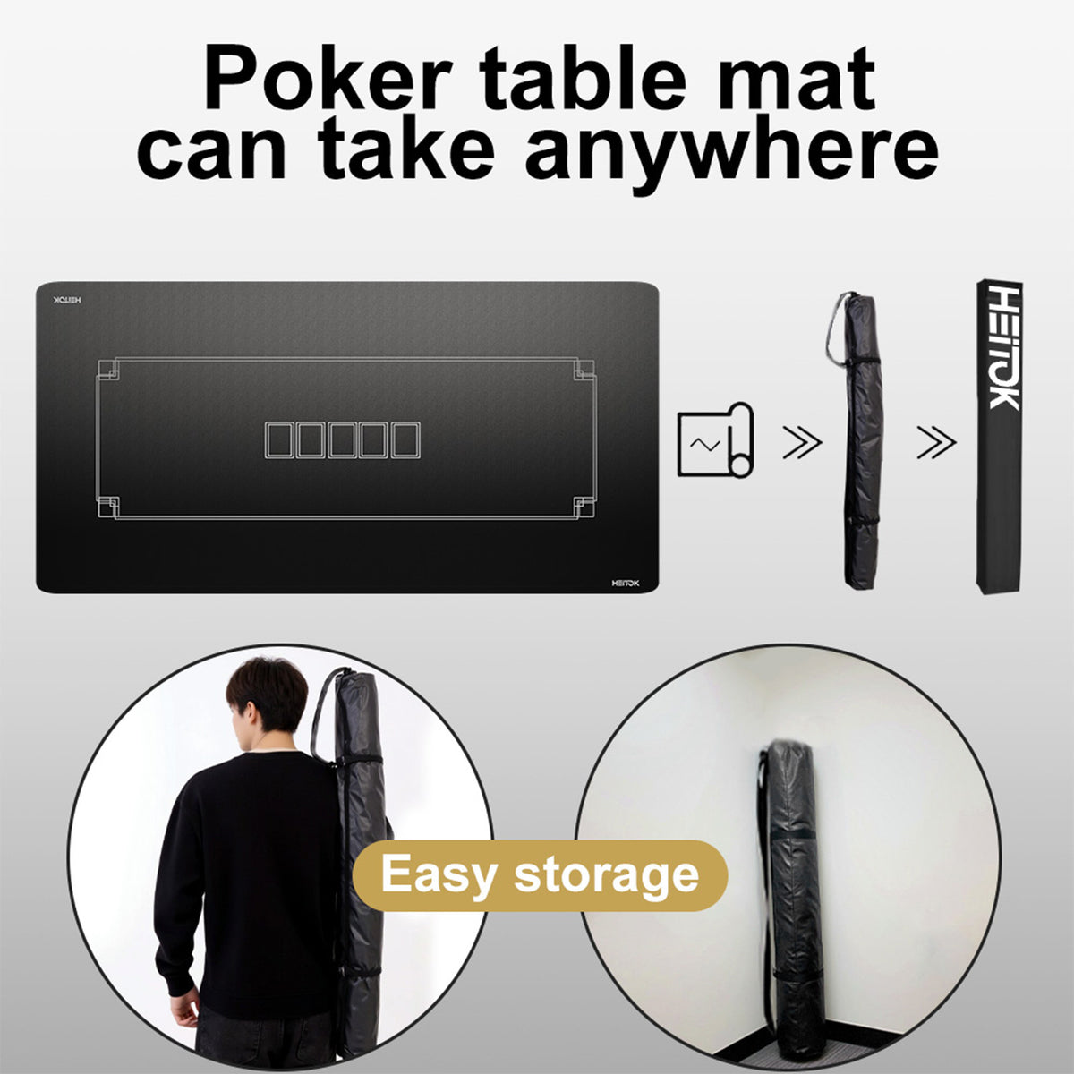 HEITOK - Texas Hold'em Poker Mat 47" Round